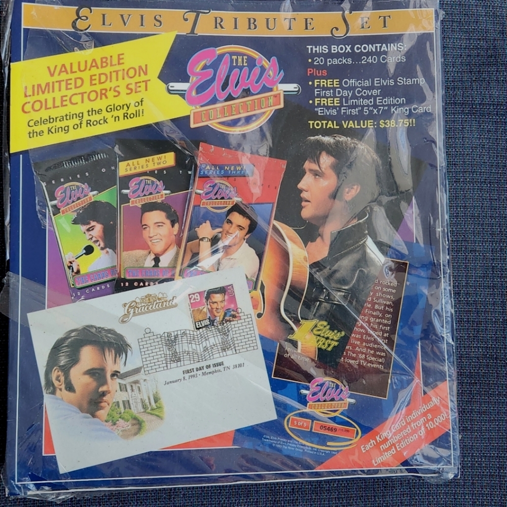 1993 ELVIS PRESLEY TRIBUTE CARD SET BOX #1 of 5, 20 PACKS/240 CARDS +MORE